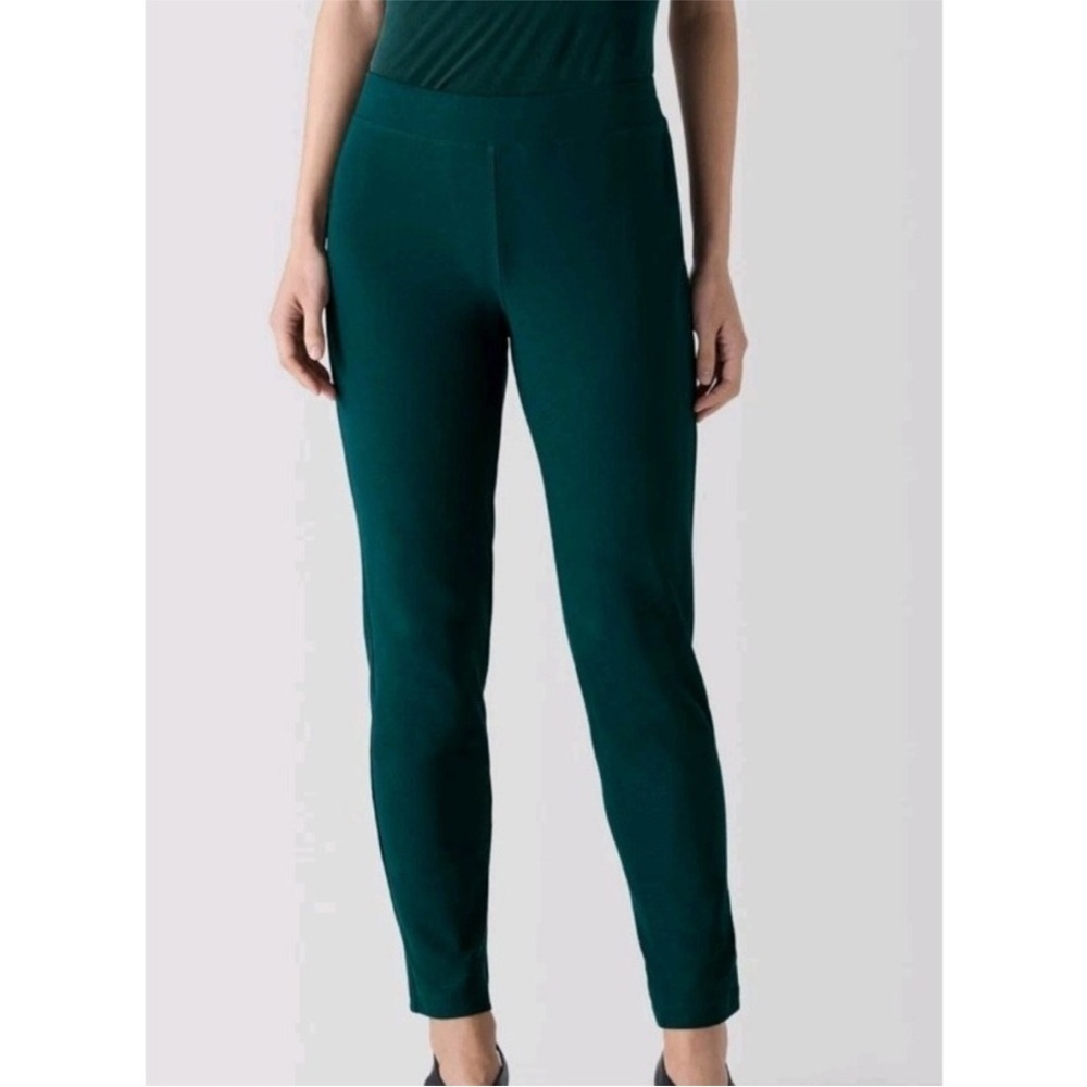 NWT Eileen Fisher Slim Cropped Pants Washable Stretch Crepe Pine size Large